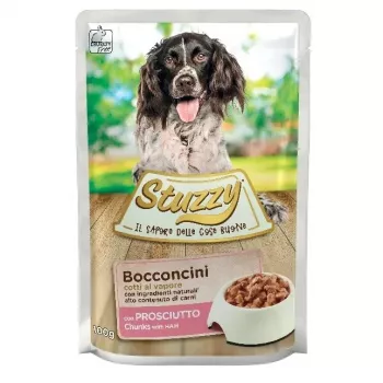 Alimento húmido para cães STUZZY Pies Szynka Sos Saszetka 100 g — presunto em molho, saco individual de 100 g