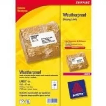 Etiquetas de envio Avery L7992-25 resistentes às intempéries autoadesivas brancas