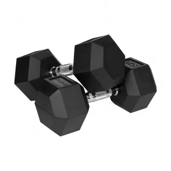 Haltere curto Rebel Active Hex revestido a borracha 15 kg – haltere curto hexagonal individual, pega compacta
