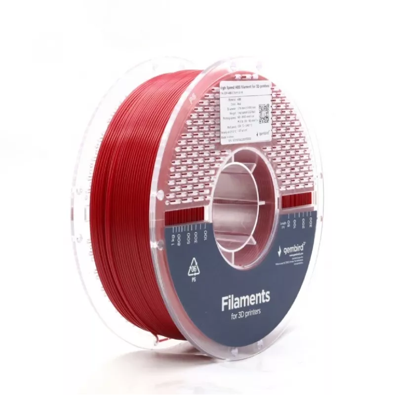 Filamento para impressão 3D GEMBIRD ABS 1,75 mm vermelho 1 kg
