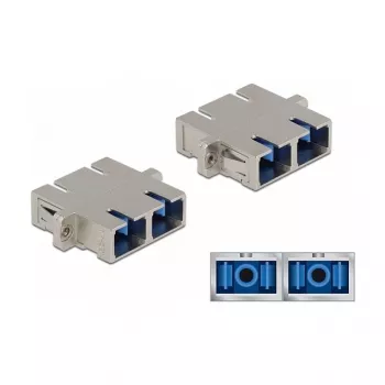 Acoplador de fibra ótica SC Duplex fêmea para SC Duplex fêmea monomodo metal DeLOCK 86873