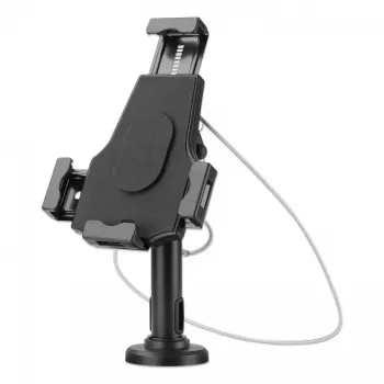 Suporte de mesa para iPad e tablet Manhattan, com fecho, montagem na parede, proteção antifurto segura, tablets de 7,9 polegadas a 10,5 polegadas, rotação 360°, inclinação +/- 70°, rotação 330°, preto, garantia vitalícia