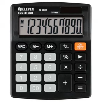 Calculadora de escritório ELEVEN SDC-810NR, visor de 10 dígitos, alimentação dupla, preta