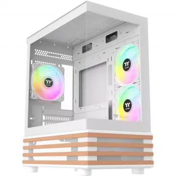 Caixa de PC Micro Tower THERMALTAKE View 170 WS ARGB Snow — Micro ATX, branco, 2x120mm lateral, 1x120mm traseira, fonte de alimentação em baixo, suporta 2,5 polegadas/3,5 polegadas