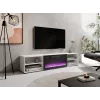 Móvel de TV cama meble POLO 180x33x39 cm com lareira elétrica 1400–1600 W, laminado, branco/preto