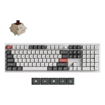 Teclado mecânico Full-Size Keychron Q6 Ultra 8K – USB, RF sem fios, Bluetooth, RGB, branco