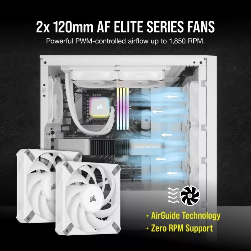 Sistema de refrigeração líquida para processador CORSAIR iCUE H100i RGB ELITE pack de 1 branco 120 mm