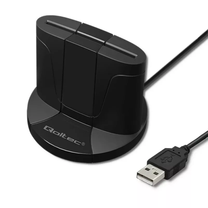 Leitor de cartões inteligentes Qoltec 50632 USB 2.0 preto cabo 1m