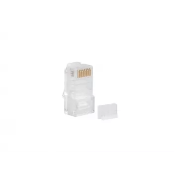 Conector RJ-45 LANBERG PLU-6000 para cabo Cat6 U/UTP, transparente/branco, pack de 100