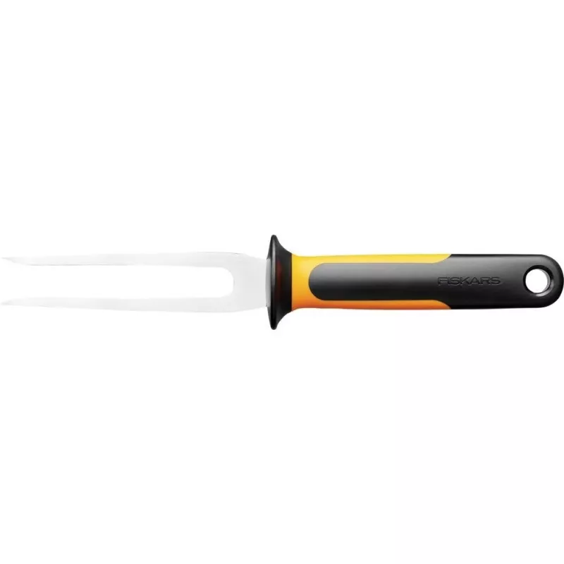 Garfo de carne Fiskars 1057548 com cabo de aço inoxidável, garfo de trinchar de dois dentes