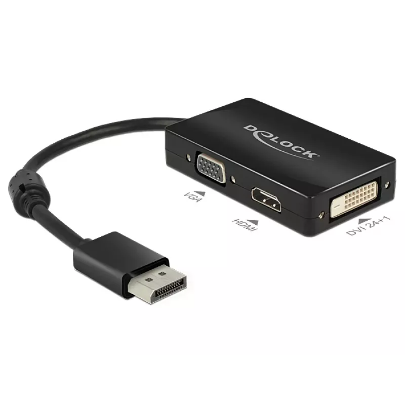 DeLOCK 0,16 m DisplayPort/VGA+HDMI+DVI VGA (D-Sub)+ HDMI + DVI preto