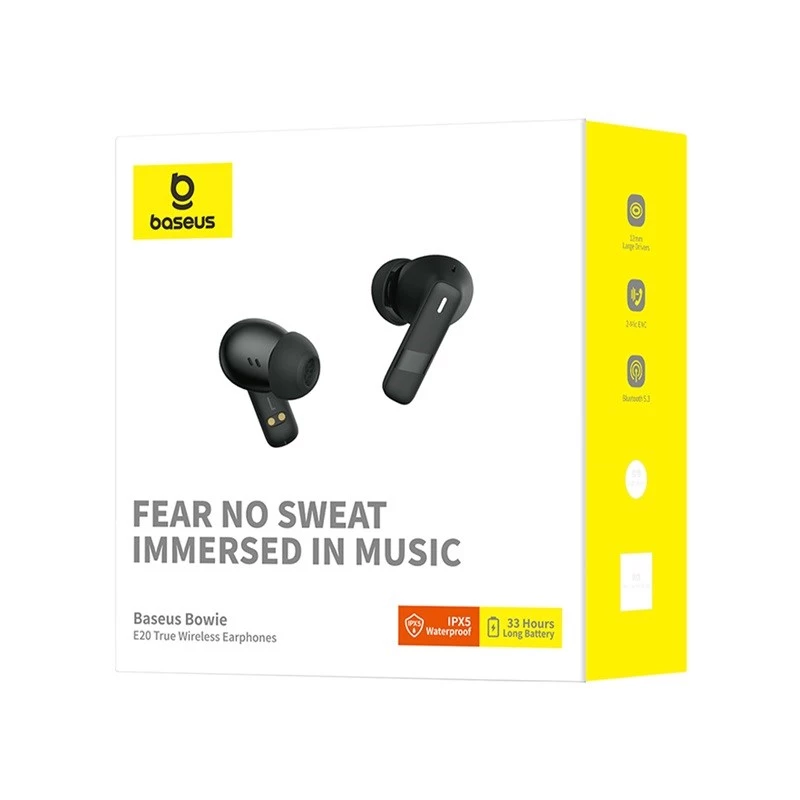 Headset Baseus Bowie E20 sem fios in-ear chamadas/música Bluetooth preto