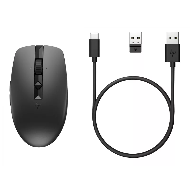 HP 710 Rato silencioso recarregável, ambidestro, RF Wireless + Bluetooth, 3000 DPI, preto