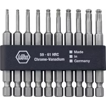 Conjunto de bits para chave de fendas Wiha 32804 — 10 unid., Torx T10–T30, 70 mm
