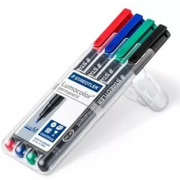 Marcador permanente Staedtler Lumocolor 317 WP4 preto, azul, verde, vermelho