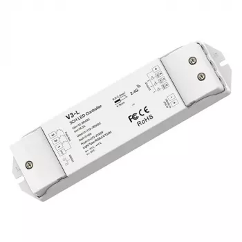 Controlador de tensão contínua RGB V3-L, 12-48V, 3x 6A, Push Dimm