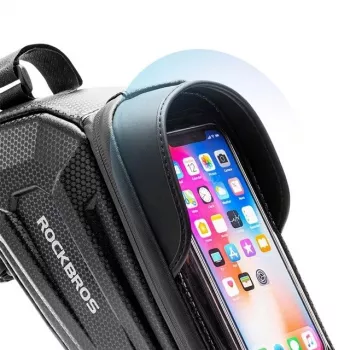 Rockbros B68 Bolsa de quadro de bicicleta com bolso para telemóvel 1,7 l preta