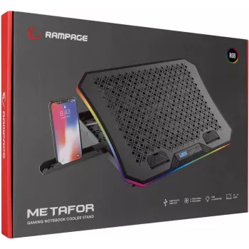 Cadeira gaming RAMPAGE METAFOR AD-RC34 — assento ergonómico ajustável com inclinação e altura reguláveis