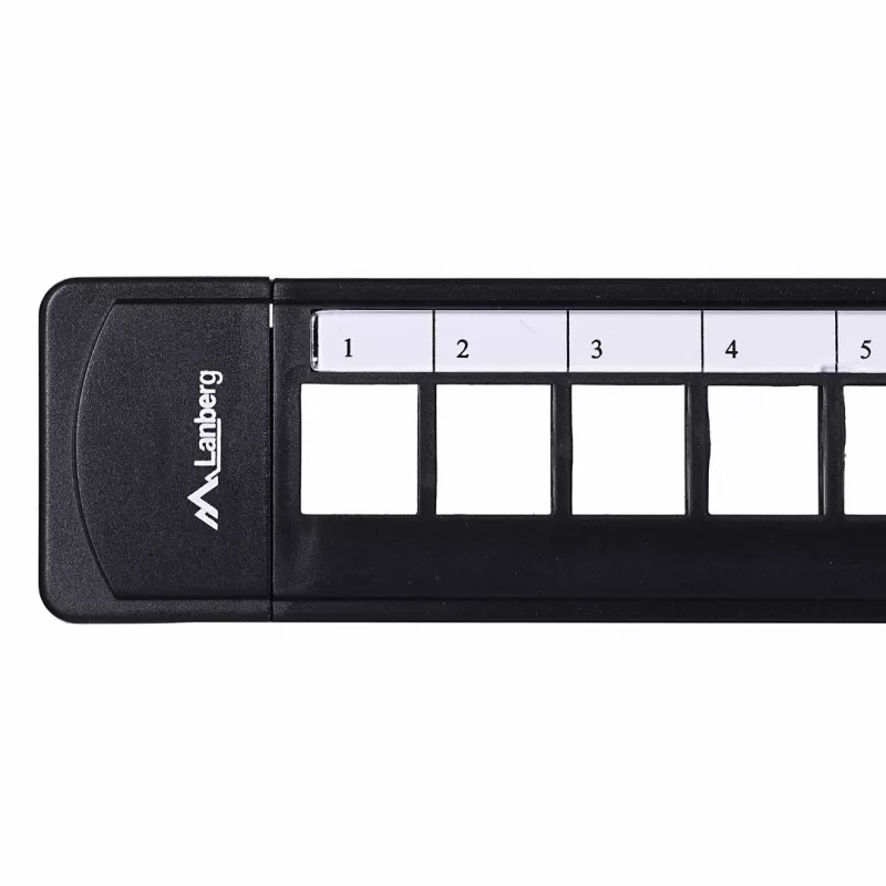Patch panel 1U LANBERG PPKS-1124-B, 24 portas, 1U, ABS, preto, 482,6×44,5×154 mm