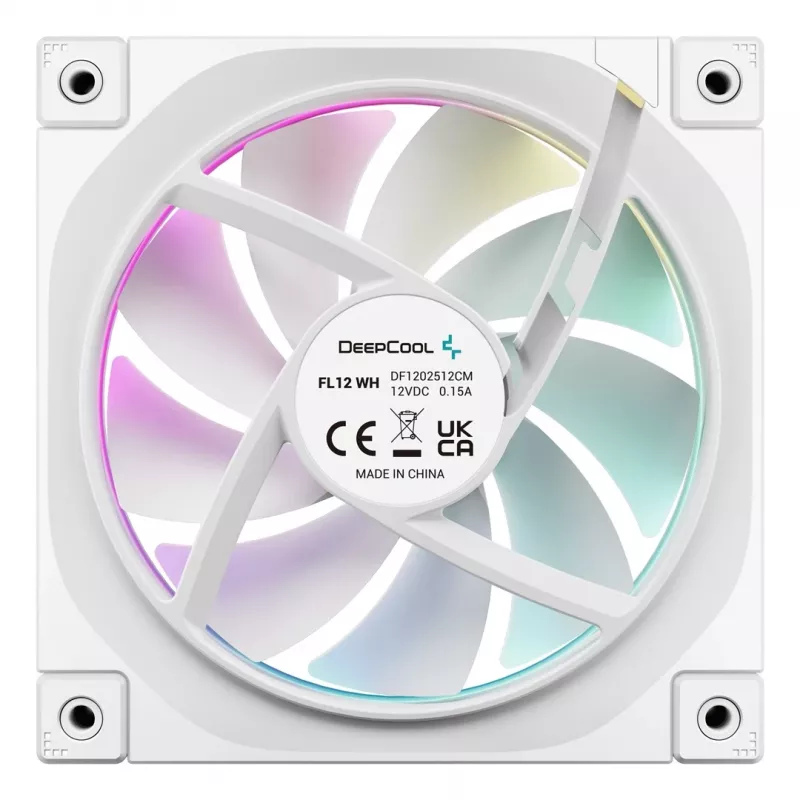DeepCool FL12 WH 3-in-1 ventoinhas de caixa de 120 mm (3 un.), 2150 rpm, rolamento de fluido dinâmico, PWM de 4 pinos, brancas