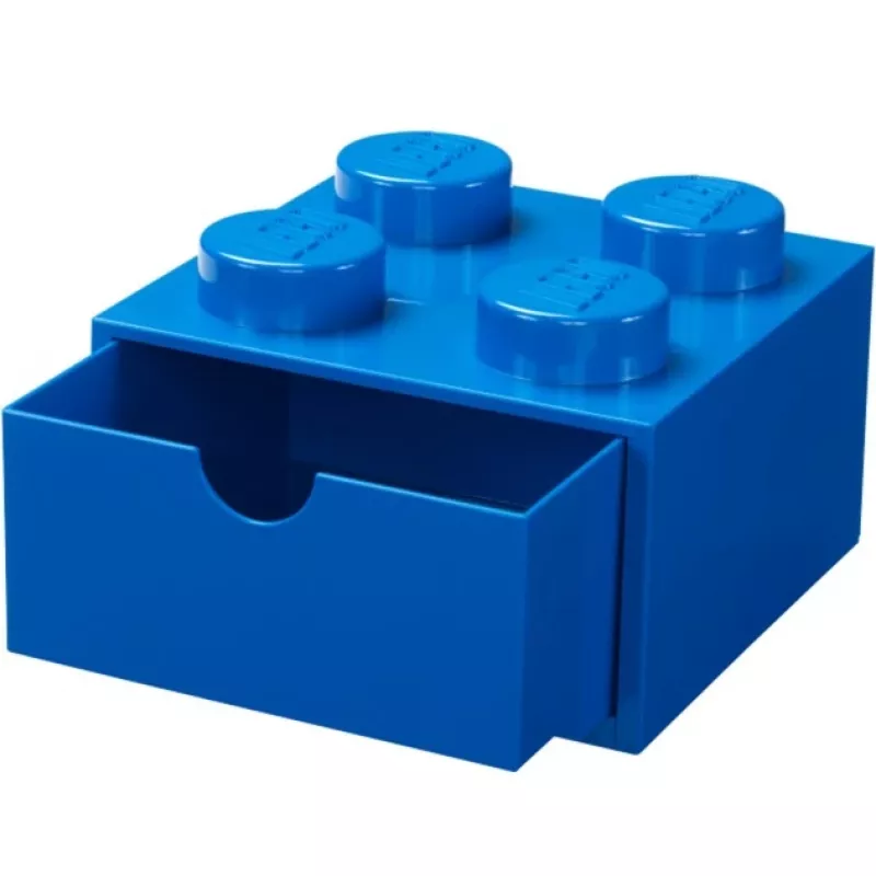 Gaveta de secretária LEGO 4, caixa de arrumação azul, com studs
