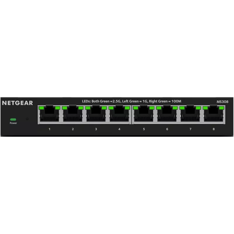 NETGEAR MS308 não gerido 2.5G Ethernet (100/1000/2500) preto