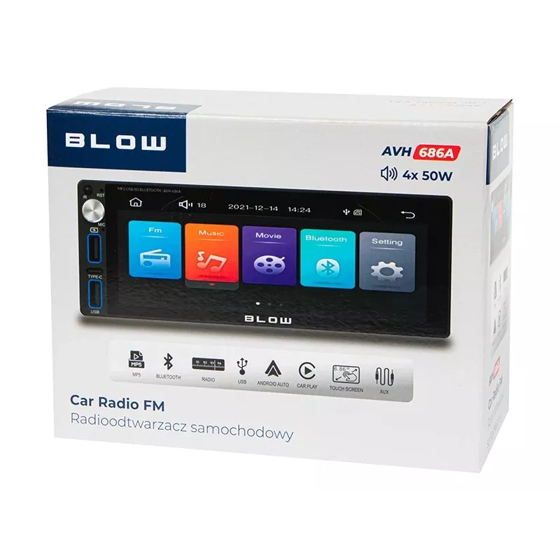 Autorrádio AVH-686A 1DIN 7 polegadas RDS MP3/USB/micro SD/BLUETOOTH