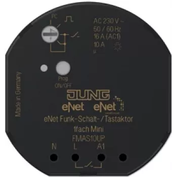 Atuador de comutação JUNG FM AS 10 UP — encastrar, 868 MHz, 230 V, 2300 W, 53×28 mm