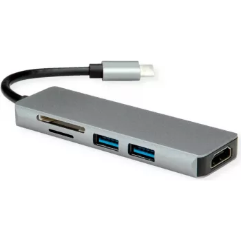 Estação de acoplamento ROLINE Type C HDMI 2x USB3.2 Gen1 A SD/MicroSD - Digital/Dados (12.02.1019)