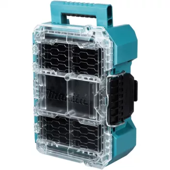 MAKTRAK organizador compacto, caixa de ferramentas azul/transparente, tampa transparente