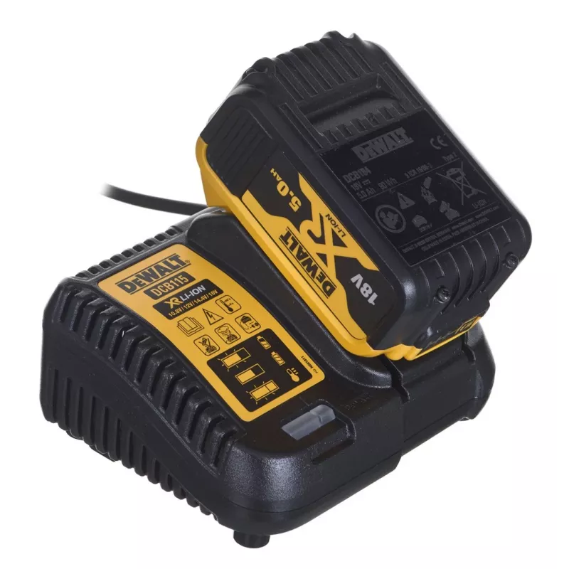 Motosserra DeWalt DCM565P1 — sem fios, lâmina 30 cm, bateria 5 Ah, depósito de óleo 0,12 L