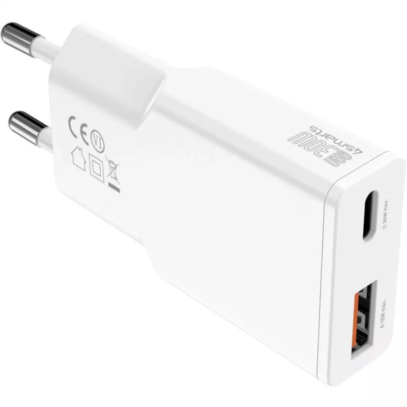Carregador 4smarts PDPlug Duos fino Smartphone Tablet Branco AC carregamento rápido