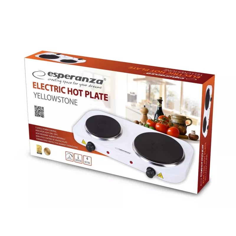 Fogão elétrico Esperanza EKH014W 2 zonas de cozedura branco