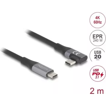 Cabo USB DeLOCK 81132 2m USB C preto 20 Gbit/s