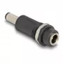 Adaptador DELOCK DC 5,5 x 2,1 mm (fêmea) para DC 5,5 x 2,5 mm (macho), preto