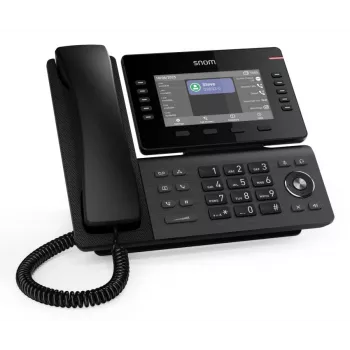 Telefone IP Snom D815WB preto — ecrã IPS de 5 polegadas, Gigabit Ethernet, Wi‑Fi 802.11n/ac, PoE, Bluetooth