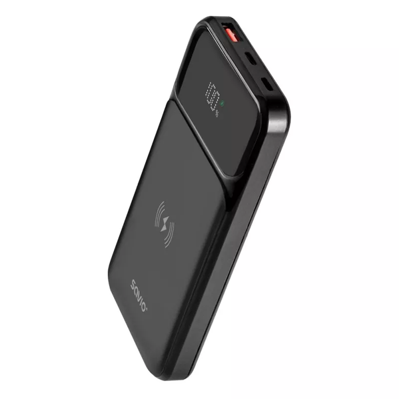 Power bank sem fios Savio BA-09, 10000 mAh, preto