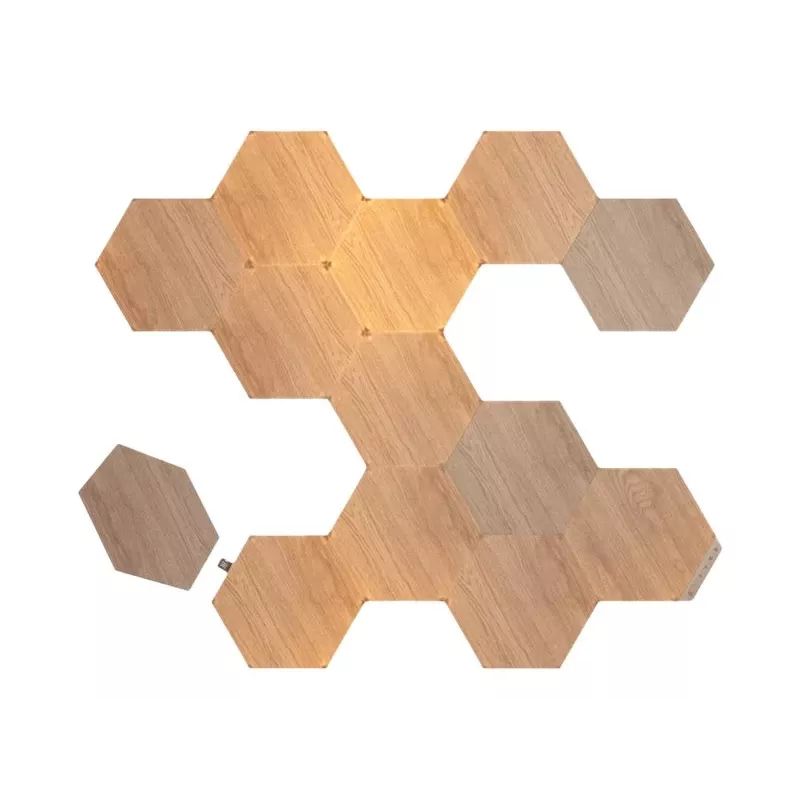 Nanoleaf | Elements Wood Look Hexagons Starter Kit (13 painéis) | Branco frio + Branco quente