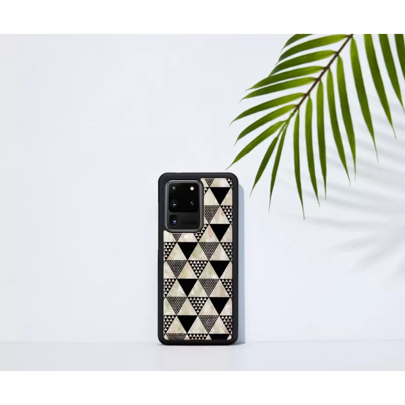Capa de proteção iKins para Samsung Galaxy S20 Ultra — padrão piramidal, preto