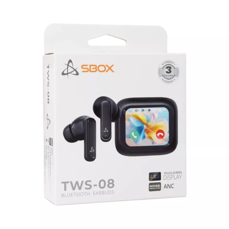 Auscultadores SBOX EB-TWS08-B ecrã tátil preto
