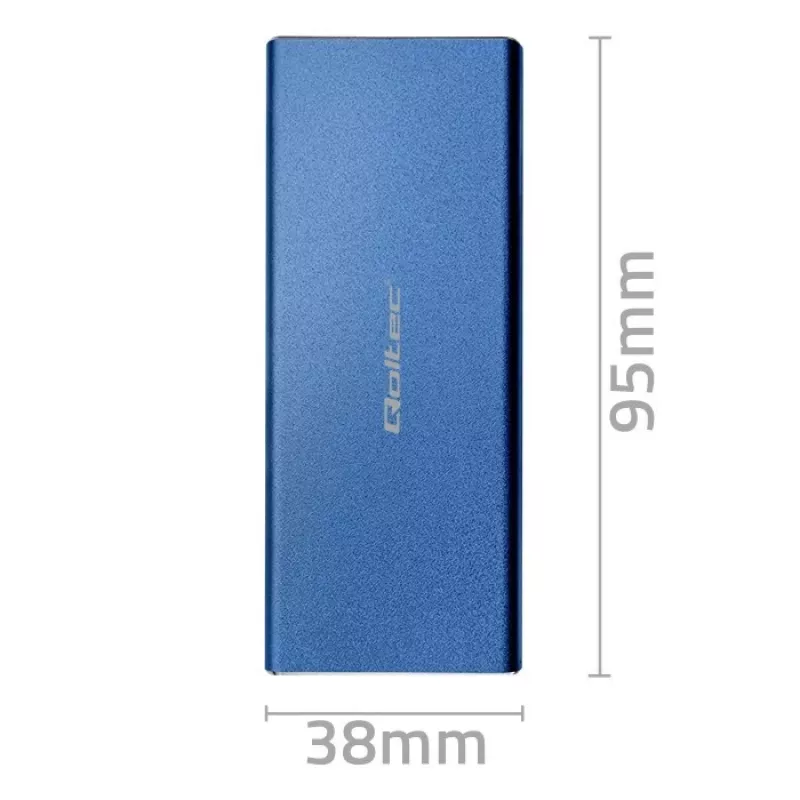 Caixa SSD QOLTEC 51832 — externa M.2 SATA, USB 3.0, até 2 TB, azul, suporta unidades de 30 mm, 4 slots
