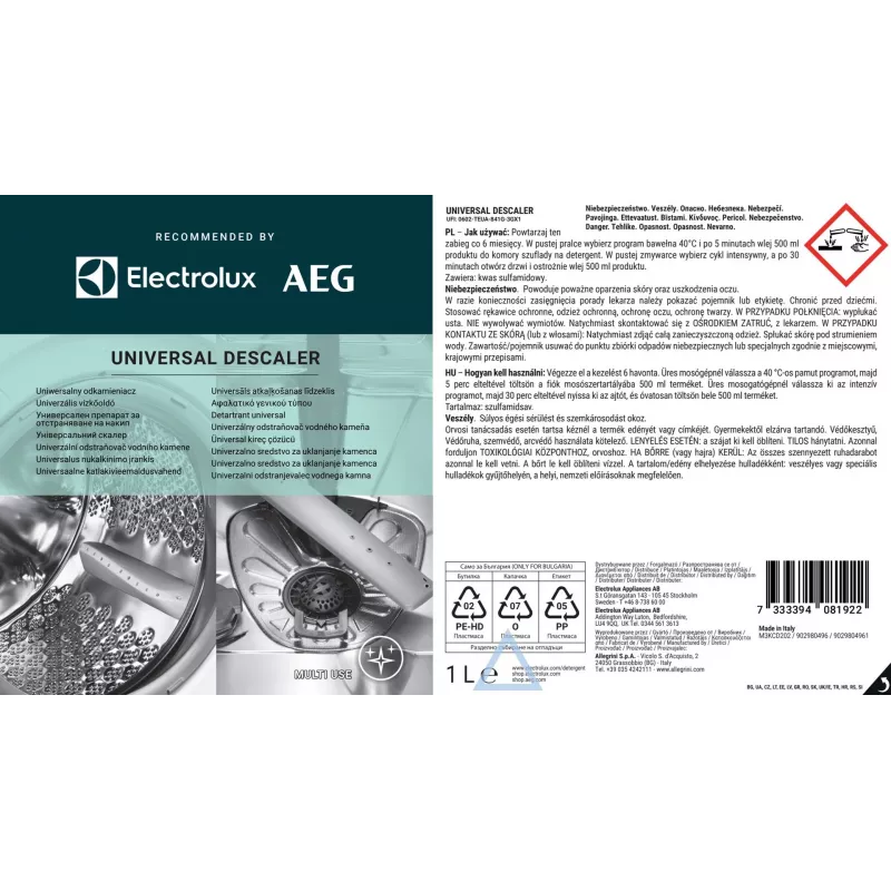 Descalcificador Electrolux M3KCD202 1 L – descalcificador líquido universal para chaleiras, máquinas de café, ferros de engomar a vapor