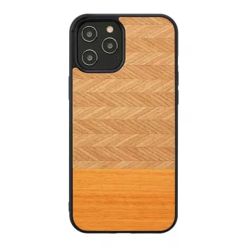 Capa de proteção Man and Wood para iPhone 12 Pro Max — Fischgrät laranja preto