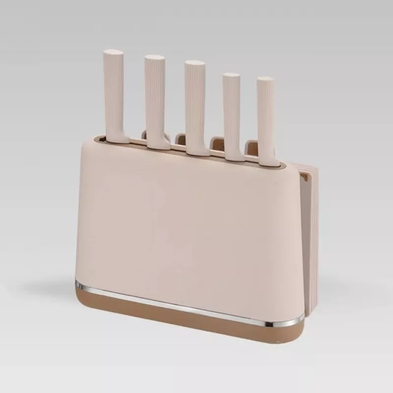 Conjunto de facas com bloco Maestro MR-1412-BEIGE + conjunto de tábuas de corte bege
