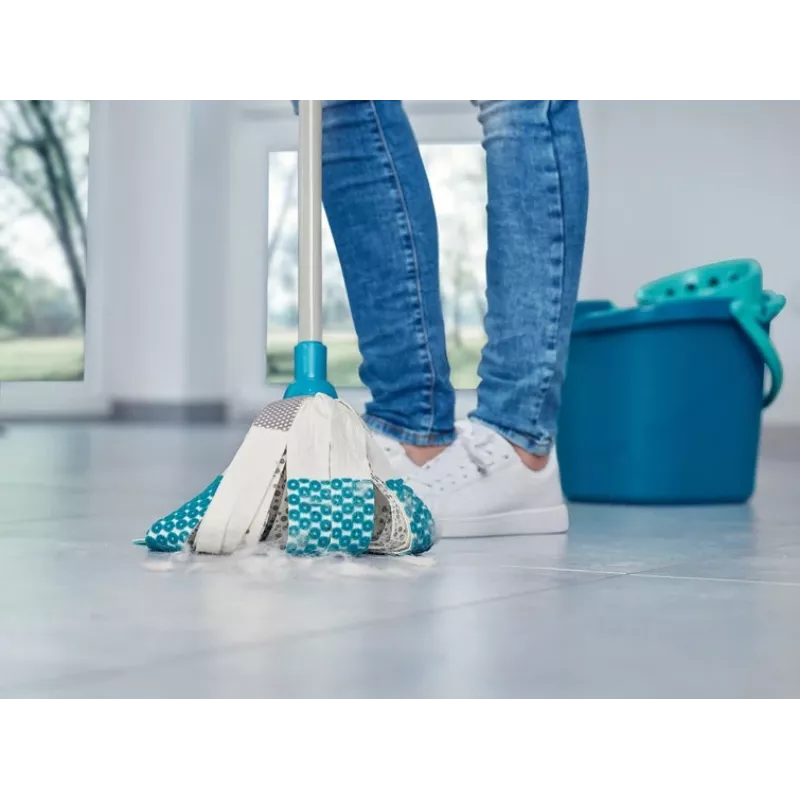 LEIFHEIT 52106 Esfregona de algodão, fibra, húmido e seco, azul, branco