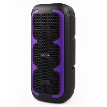 Altifalante estéreo portátil SQUEAK SQ1009 – Bluetooth 5.3, 45 W RMS, 10 h de autonomia, FM, USB, AUX, LED, 1800 mAh, preto