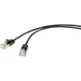 Cabo de rede RJ45 Renkforce RF-4538184, cabo de patch CAT 8.1 F/FTP 25,00 cm preto ultrafino, contactos de ficha dourados 1 unid. (RF-4538184)