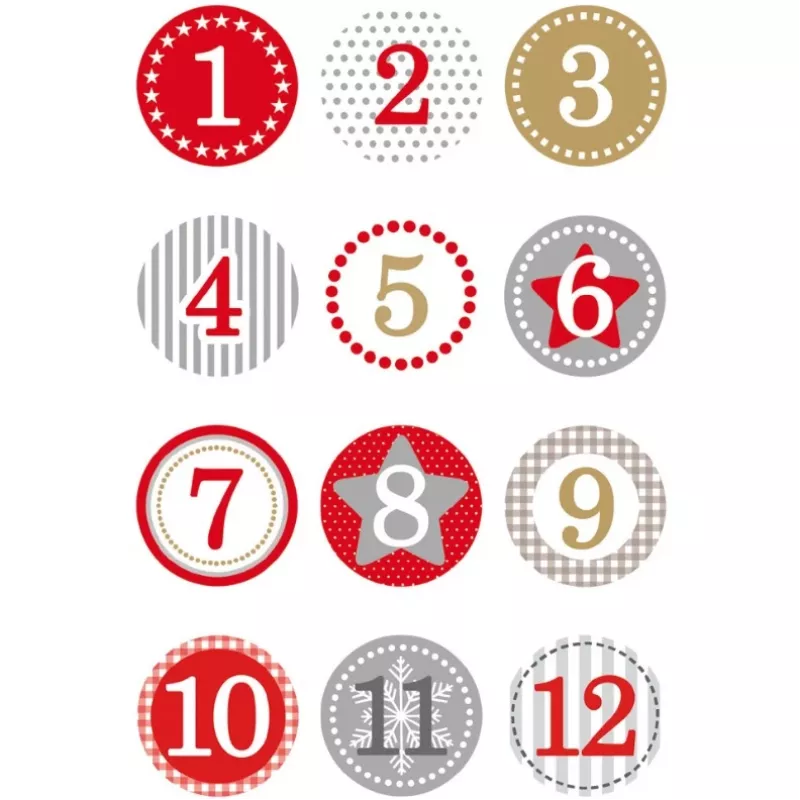 Autocolante HERMA calendário do advento 1-24 vermelho Ø 2 cm 24 unidades