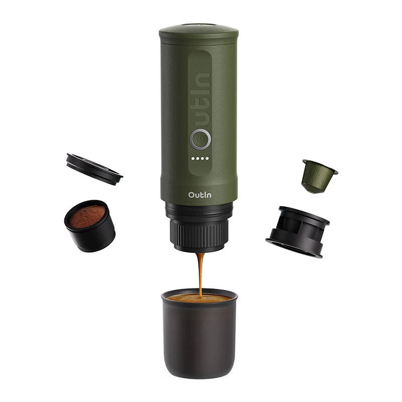 Máquina de café OUTIN Outin Nano preto, verde — café moído, 20 bar, bateria 7500 mAh, 0,67 kg