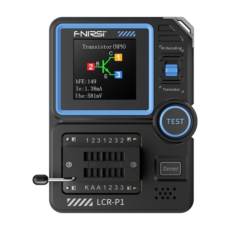 Testador multifunções LCR de transístores e condensadores FNIRSI resistência 0,01–50 Ω